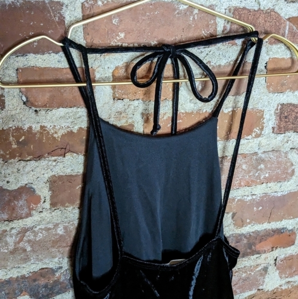 Alter'd State Small Black Crushed Velvet Spaghetti Strap Short Dress - Picture 4 of 9